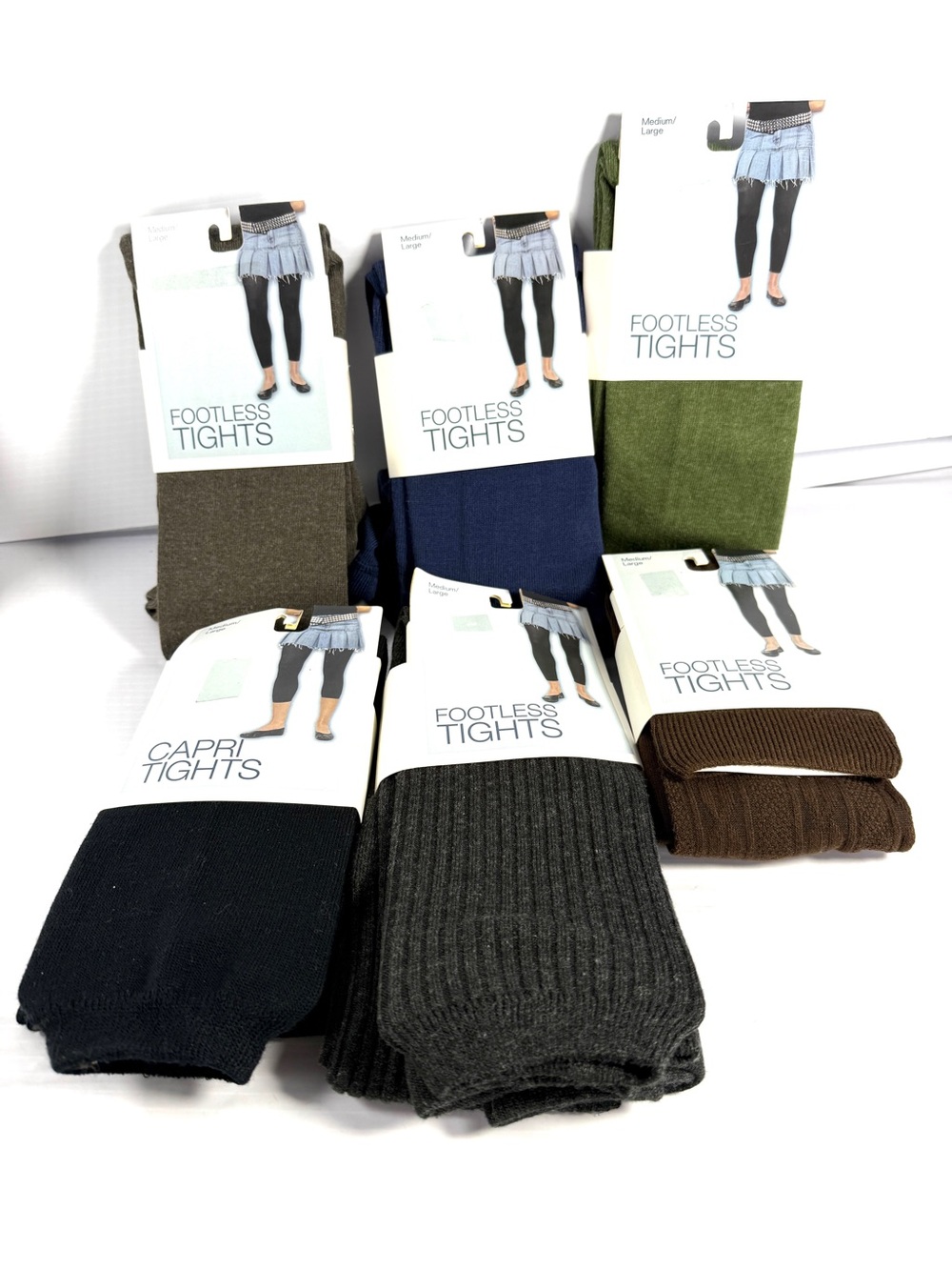 Footless Tights & Capri Tights - Multi-Color 6 Pieces M/L